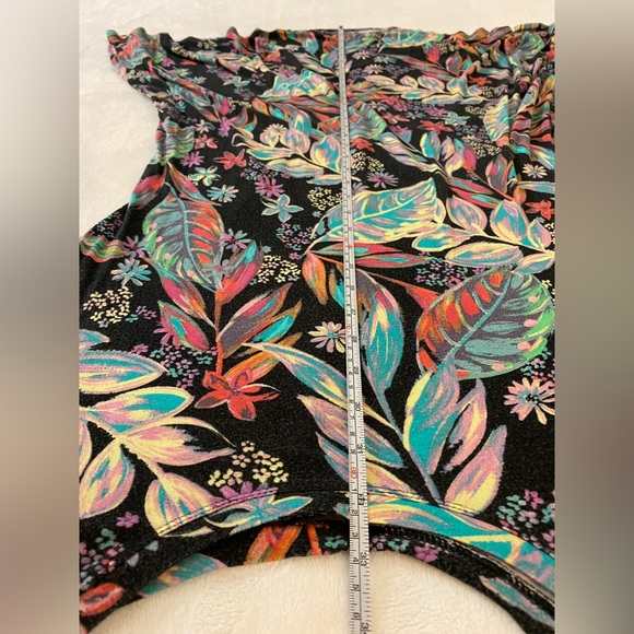 Black with Neon Tropical T Shirt Dress Knee Length Medium - Picture 4 of 7